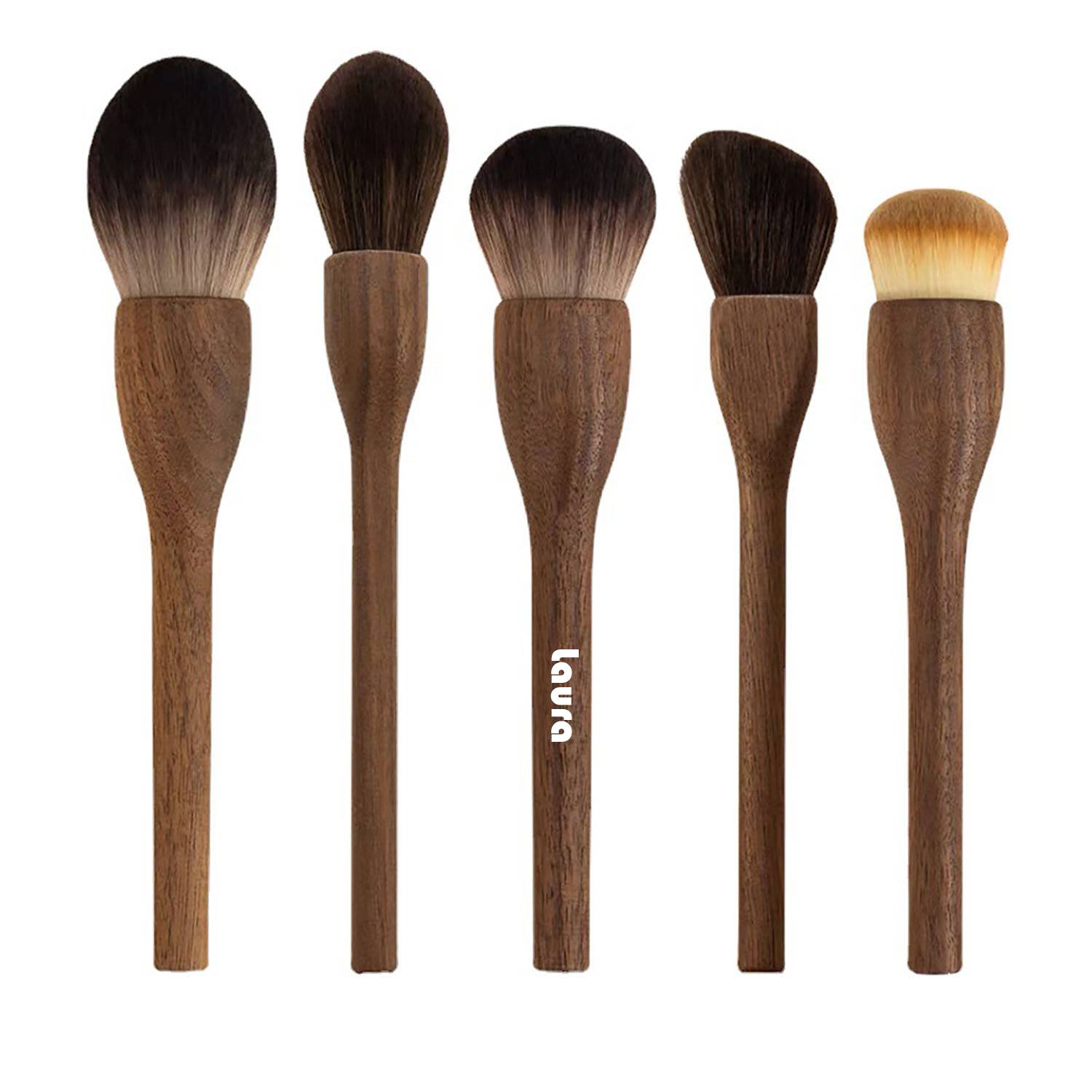 Wood Makeup Brush Set