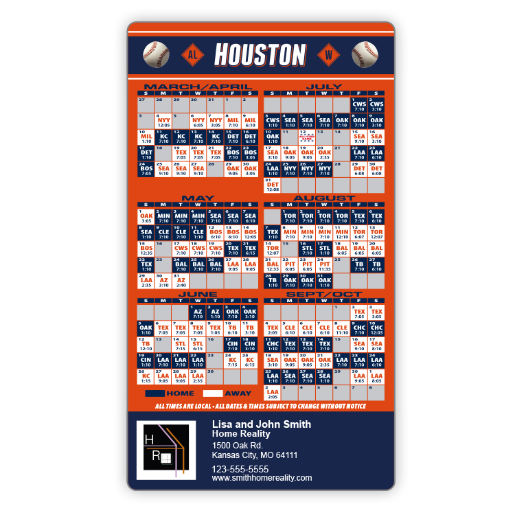 Magnet Sport Schedules - 4x7 Baseball Round Corners - 20 mil. 3