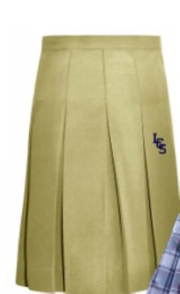 Girls Pleated Skirt: Khaki (Girls K-5) 2