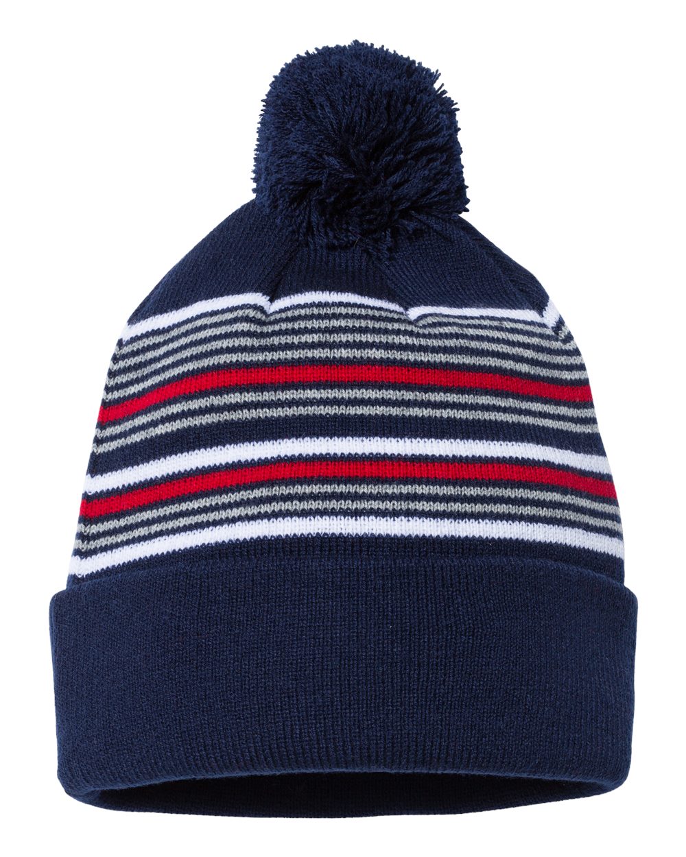 12" Striped Pom-Pom Cuffed Beanie - SP60 3