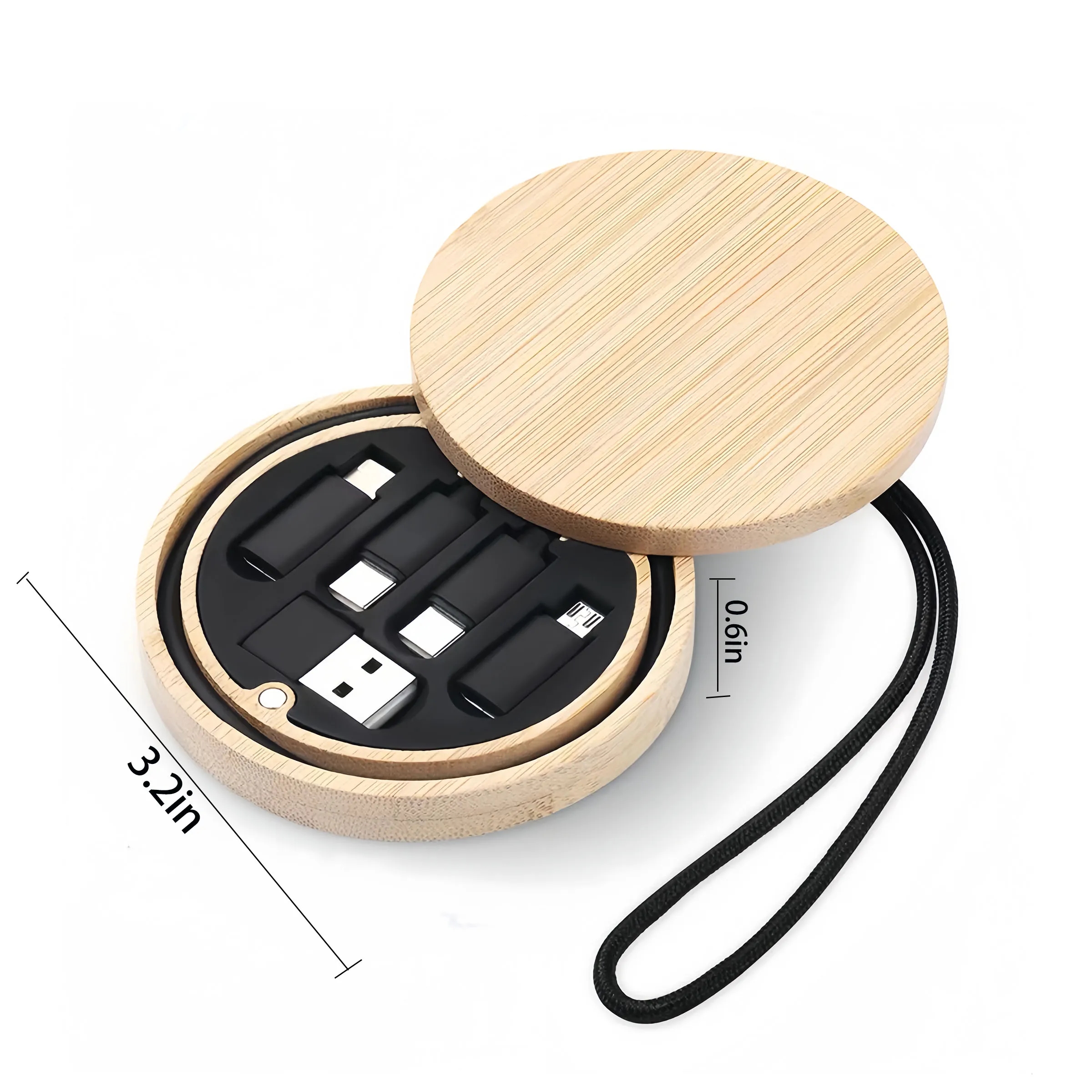 Wood Quick Charging Data Cable Storage Box 3
