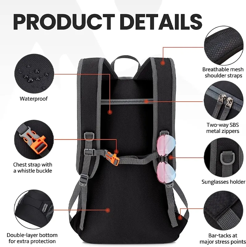Custom Lightweight Packable Hiking Backpack 7