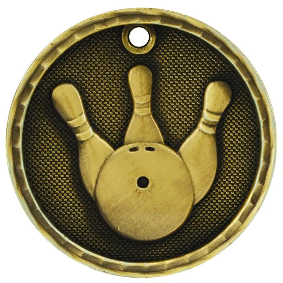 2" Antique Finish 3D Bowling Medal 2