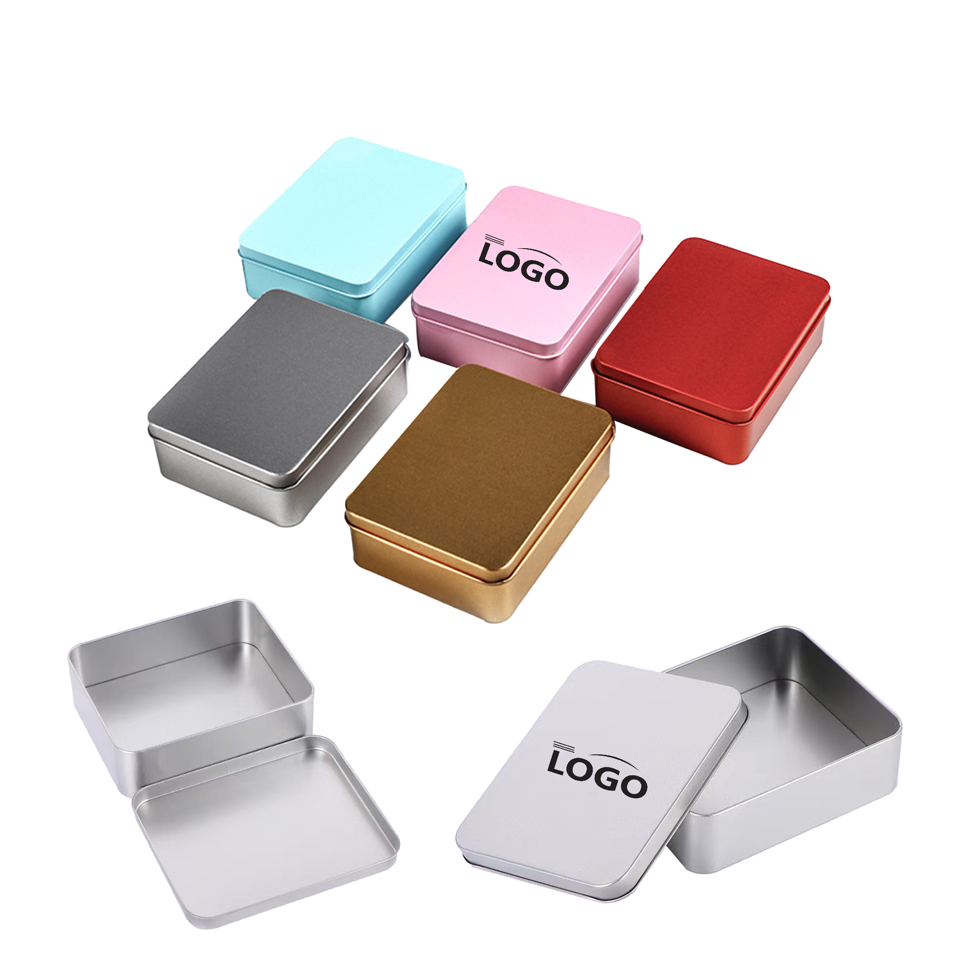 Retcangular Portable Storage Hinged Tin Box 2