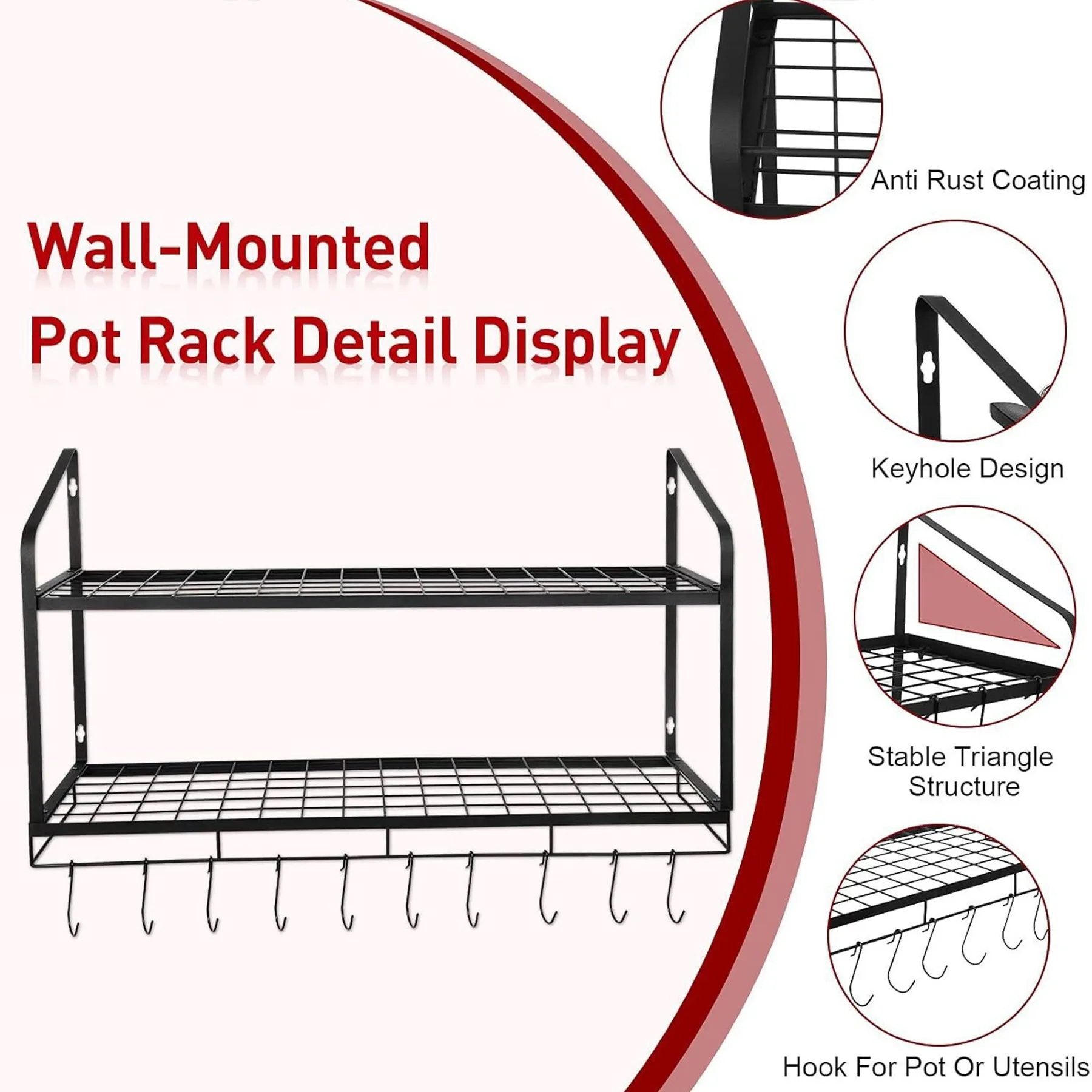 Metal Kitchen Layered Storage Pot Rack 2
