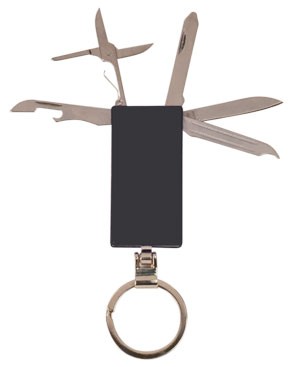 Custom Engraved Black Pocket Knife with Key Ring 1