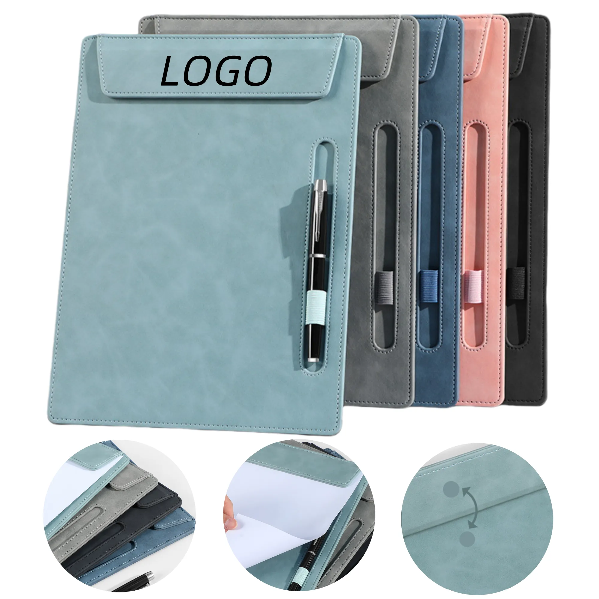 A4 Leather Magnetic Folder Board Writing Pad With Pen Slot 7