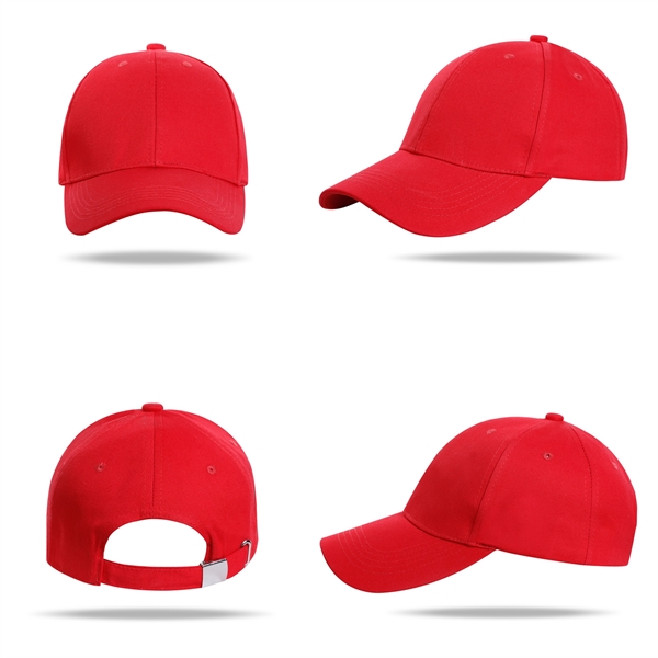 Stock Solid Color Cotton 6 Panel Cap, Double Buckle Back 19