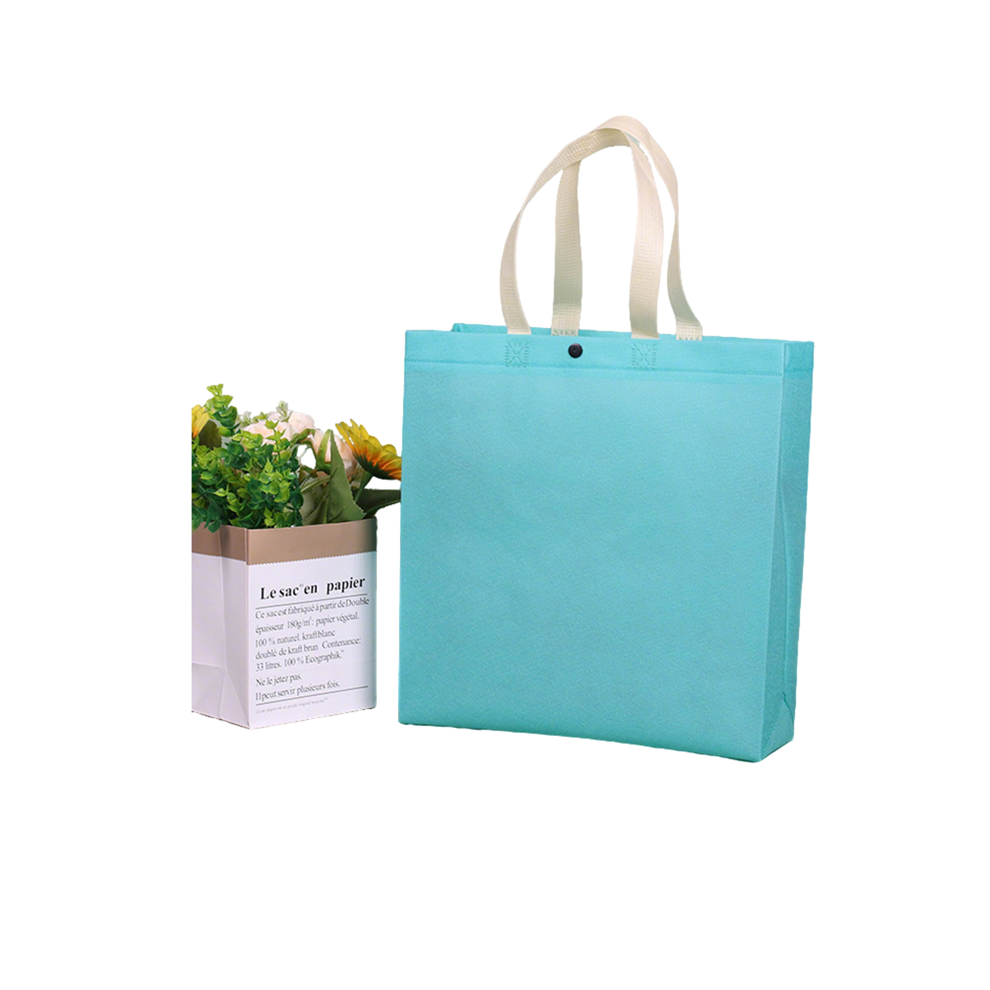 Nonwoven Fabric Tote With Concealed Closure 9 x 4 x 9.8" 14