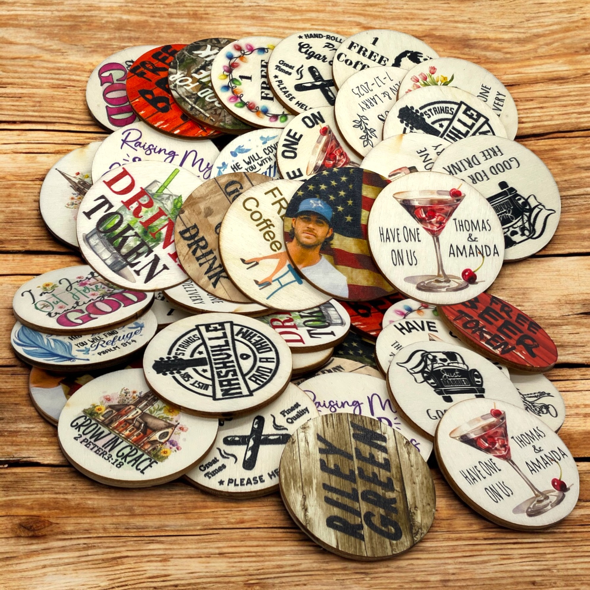 2" Round Thick Wooden Token 2