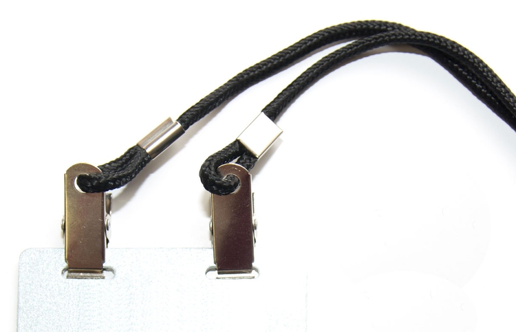 Badge Lanyard w/Double Clips (Black) 1