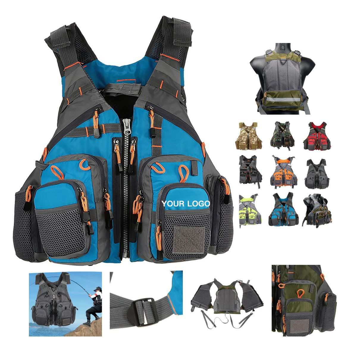Adjustable Multi Pocket Life Vest for Water Safety 6
