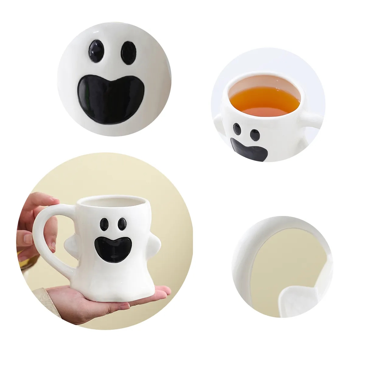 3D Ghost Pumpkin Ceramic Coffee Mug 6