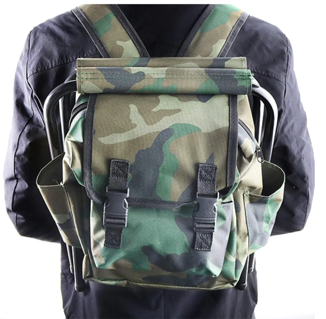 Camo Backpack Stool with Foldable Seat for Camping 4