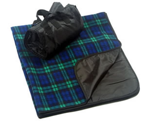 Plaid Fleece / Nylon Picnic Blanket - Embroidered 5