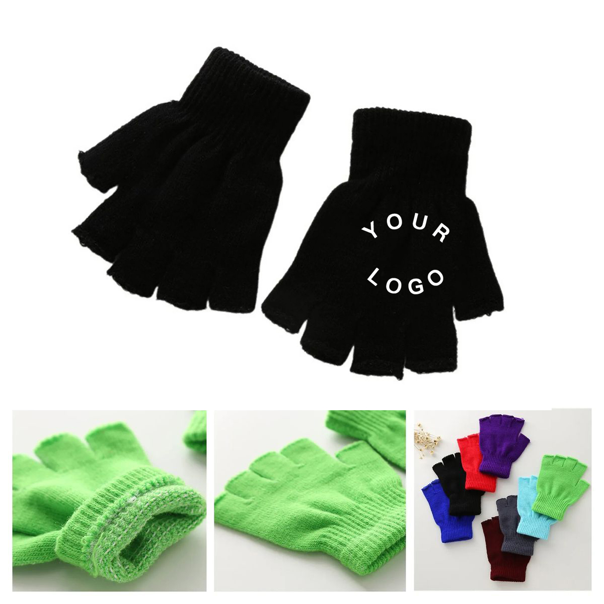 Soft Acrylic Knitted Half Finger Gloves 9