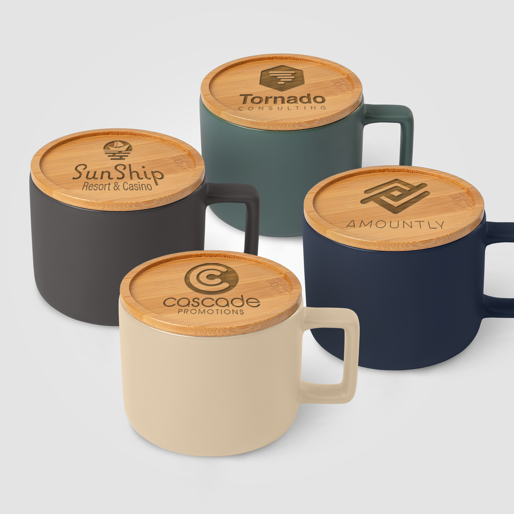 Café Virtuoso -  12 oz. Ceramic Mug with Bamboo Lid, custom mug with logo imprint 18