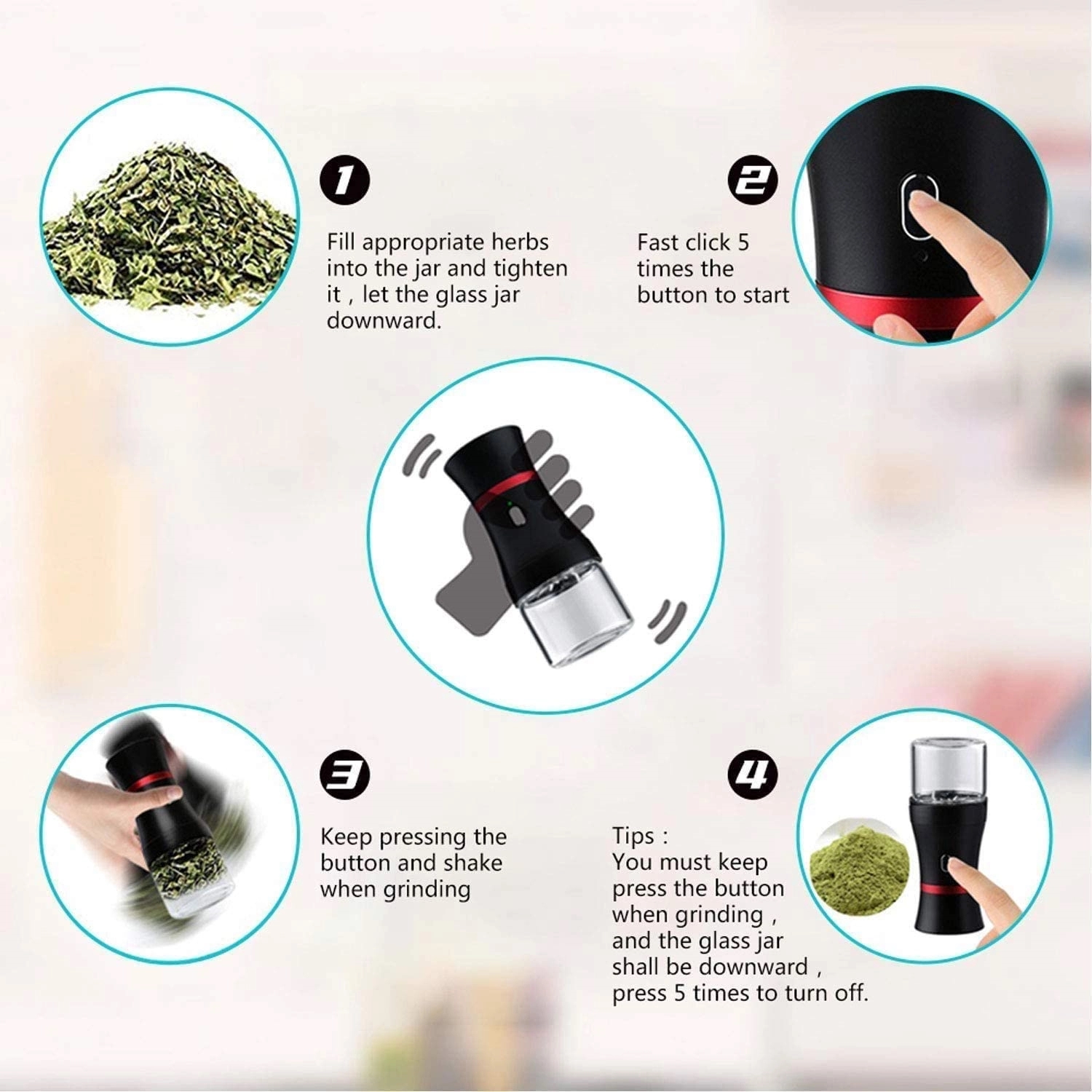 Usb Rechargeable Automatic Electric Herb Grinder 3