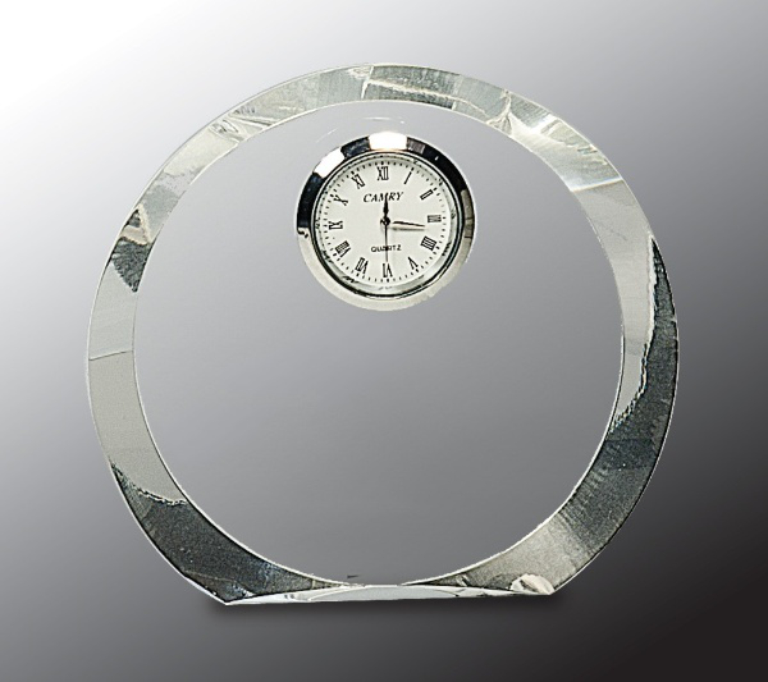 4 1/2" Clear Crystal Round Award with Clock 3