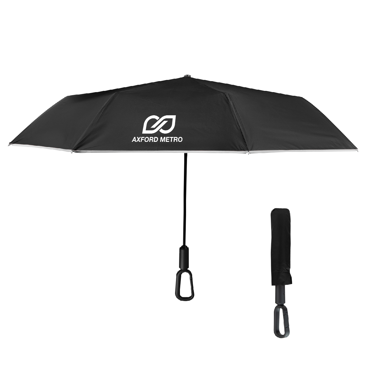 46" Arc Reflective Umbrella With Carabiner Handle 5