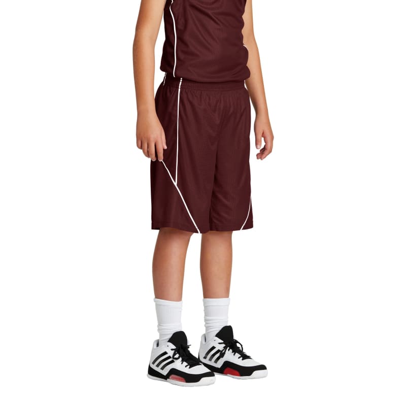Sport-Tek Youth PosiCharge Mesh Reversible Spliced Short. 4