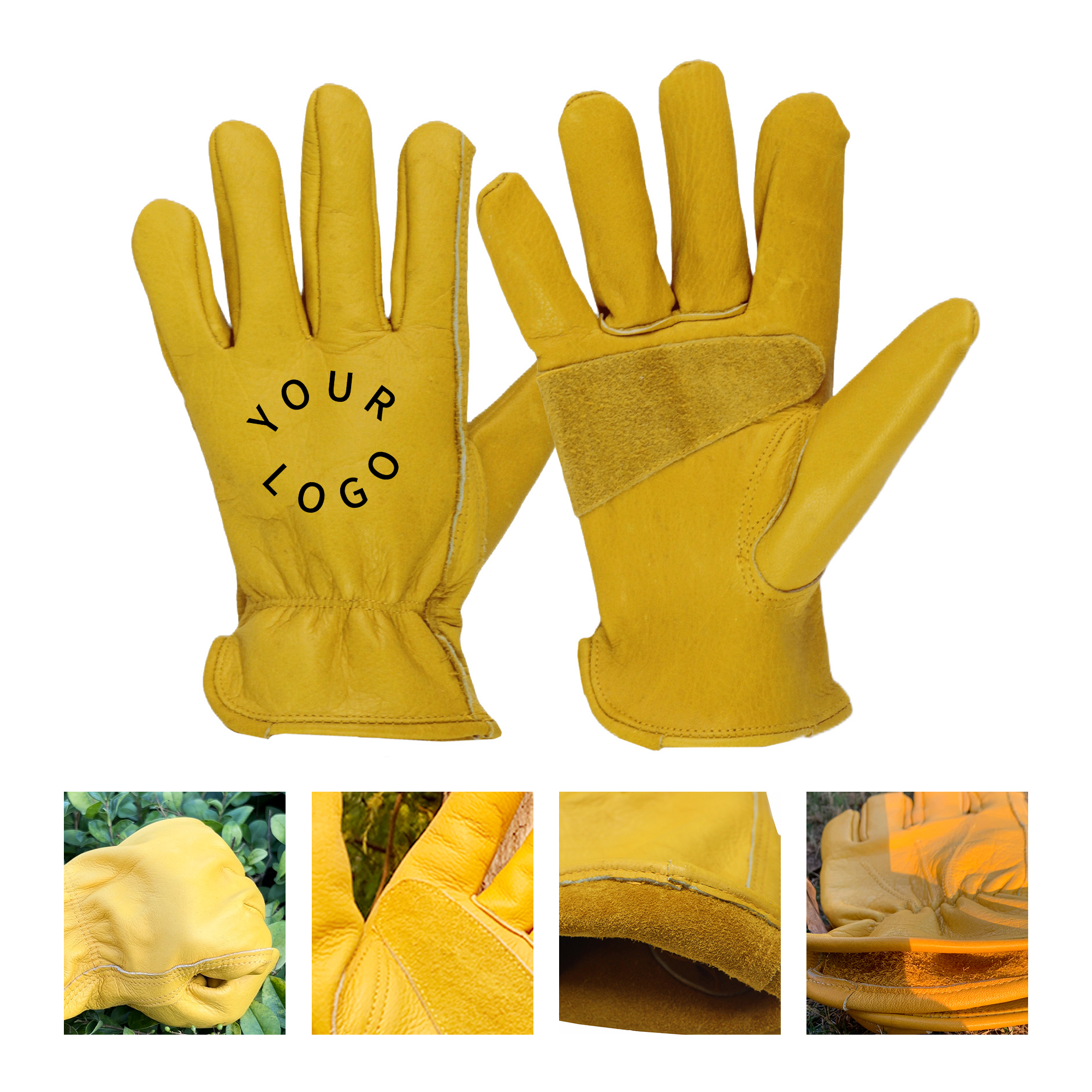 Durable Genuine Leather Protective Work Gloves 9.9" 2