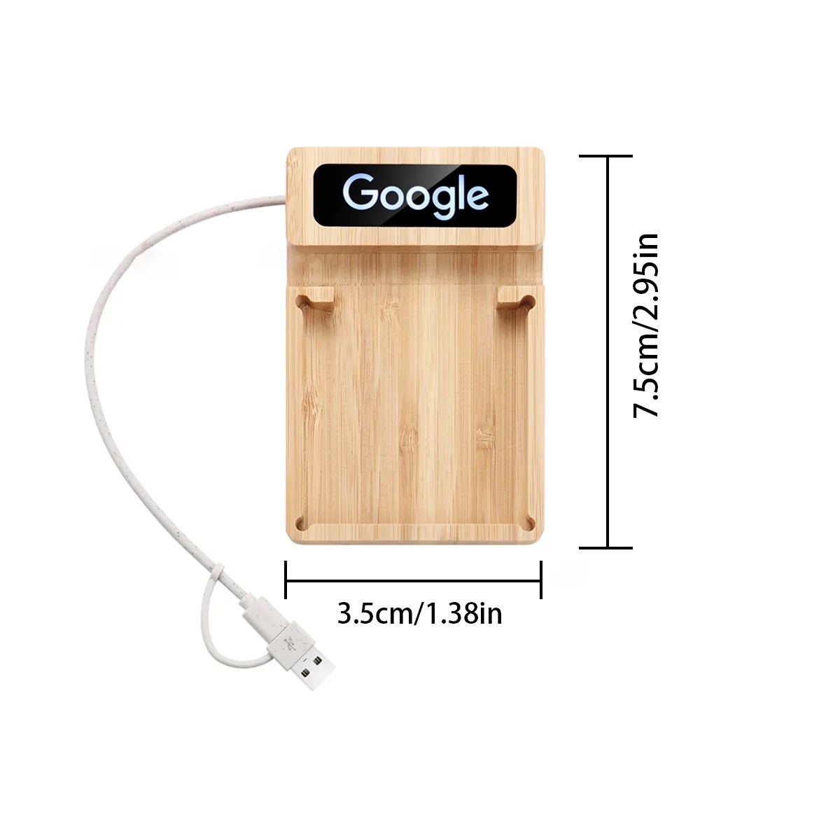 Bamboo USB Hub Desk Organizer With Memo Pad Holder 6