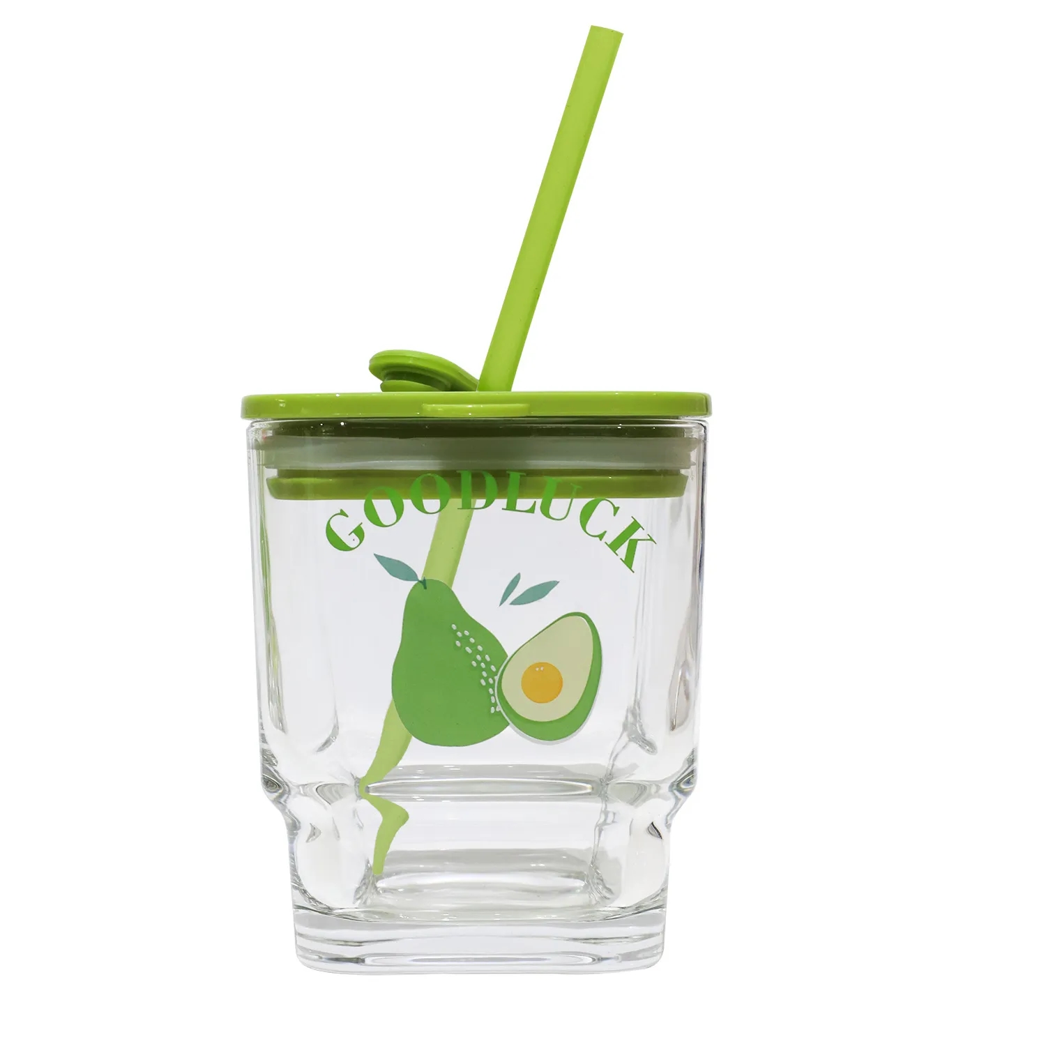 Large Capacity Glass Square Cup With Lid And Straw 4