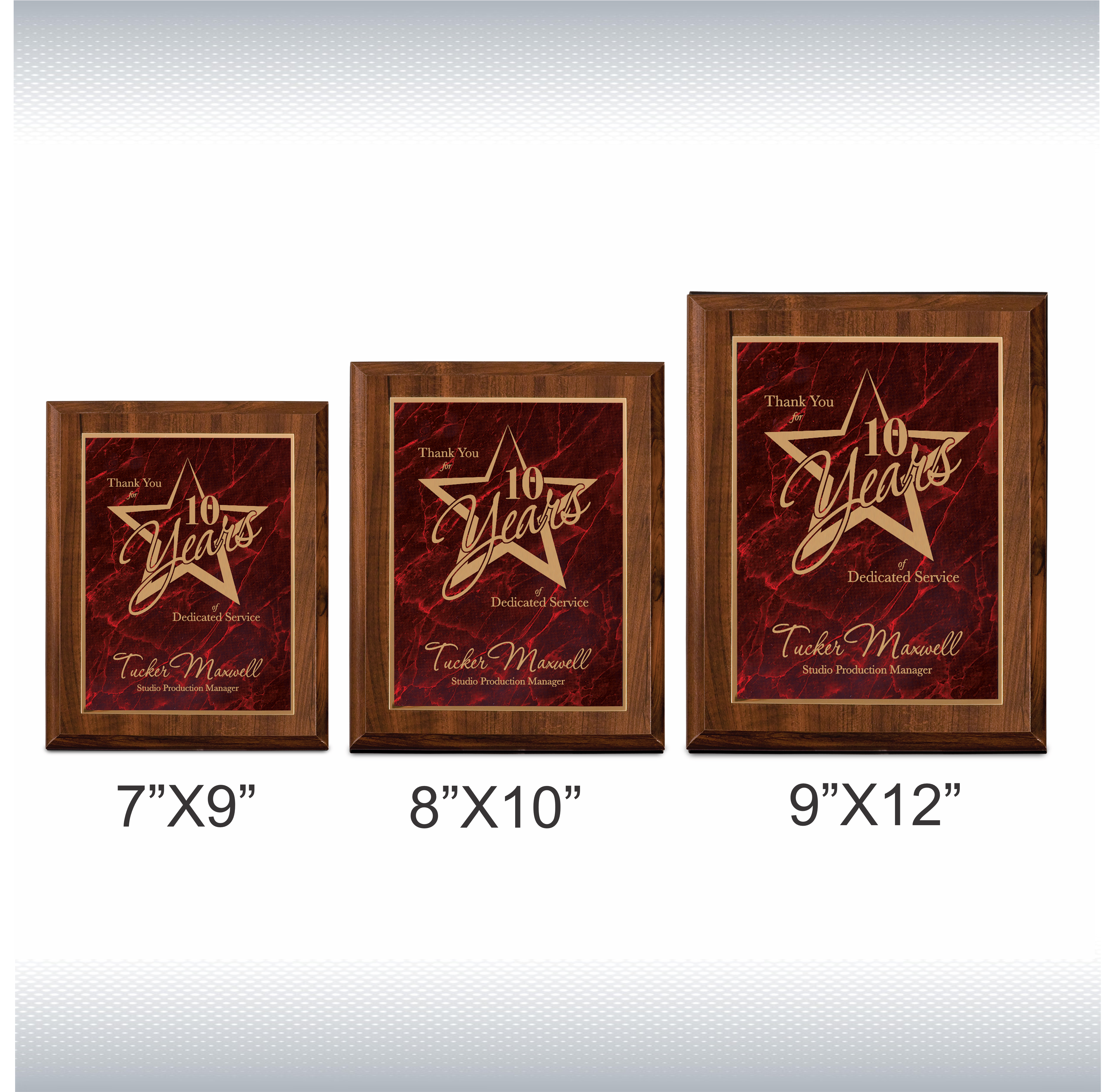 Cherry Finish Wood Plaque with Red Marbleized Plate 4