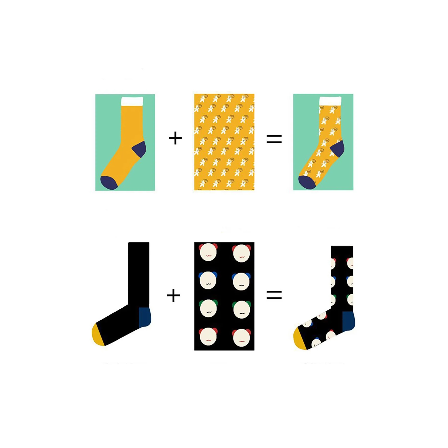 3D Print Novelty Cute Casual Crew Tube 14" Socks 2