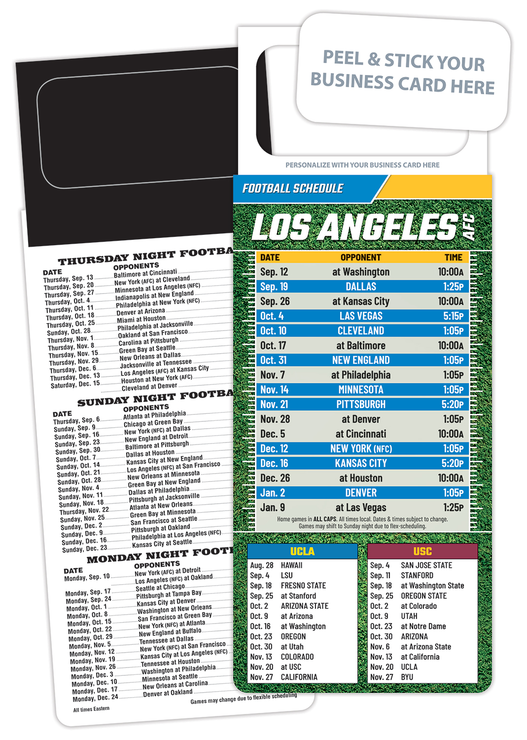 Pro Football Schedule Magnet - Peel and Stick Business Card (3.5x9) 1