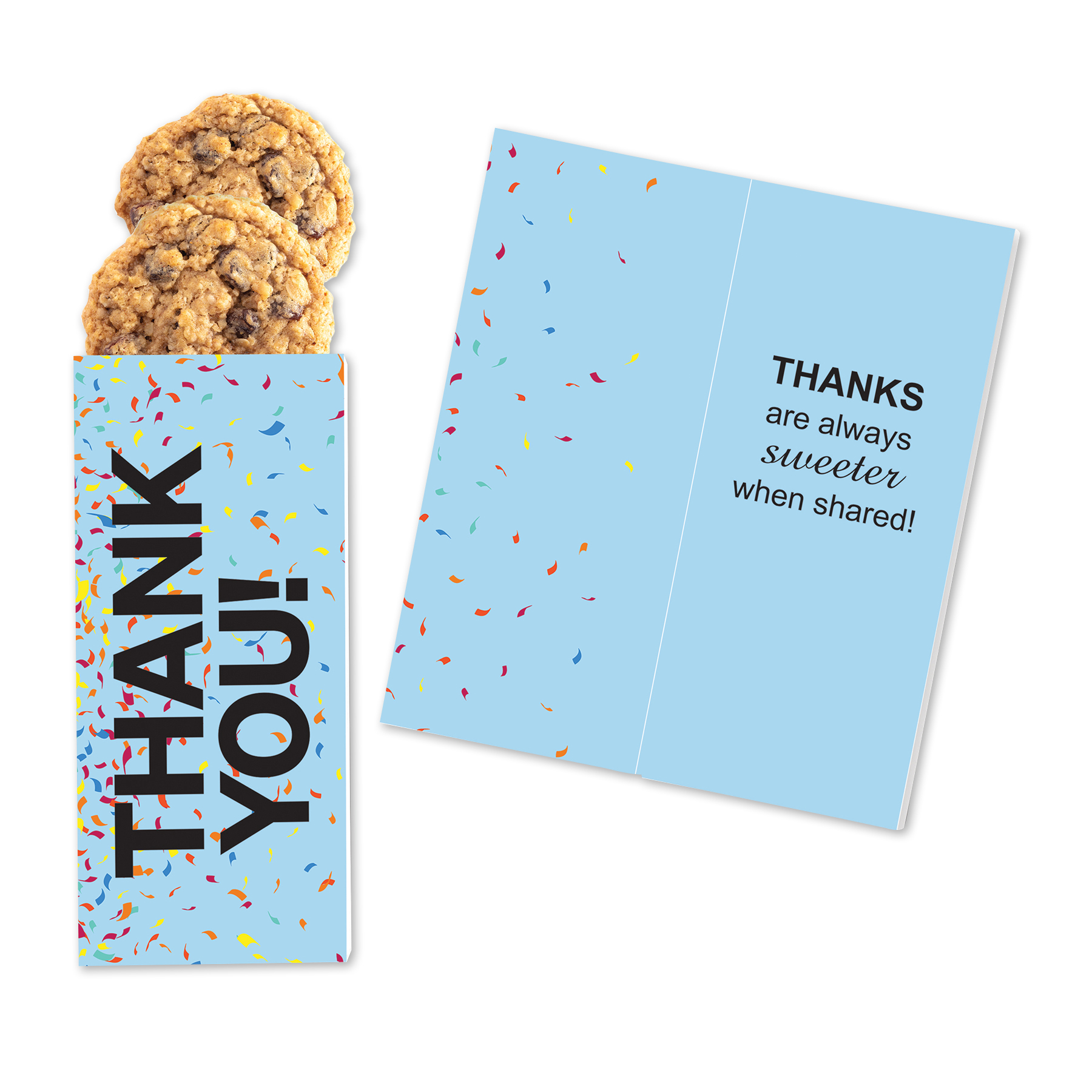 One Color Foil-Stamped Stock Gratitude Sweeter Cards with Oatmeal Raisin Cookies