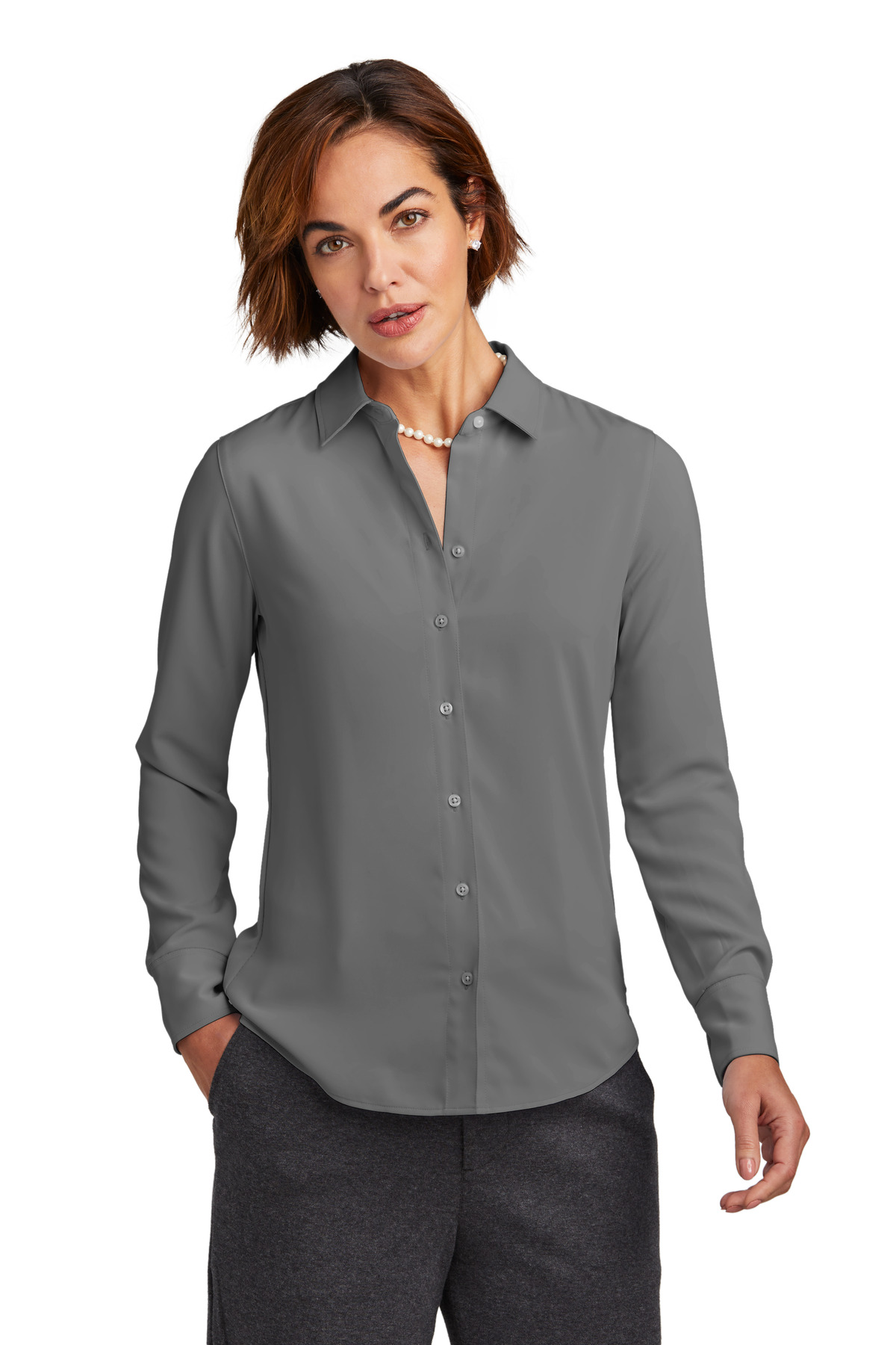 Brooks Brothers Women's Full-Button Satin Blouse BB18007 21