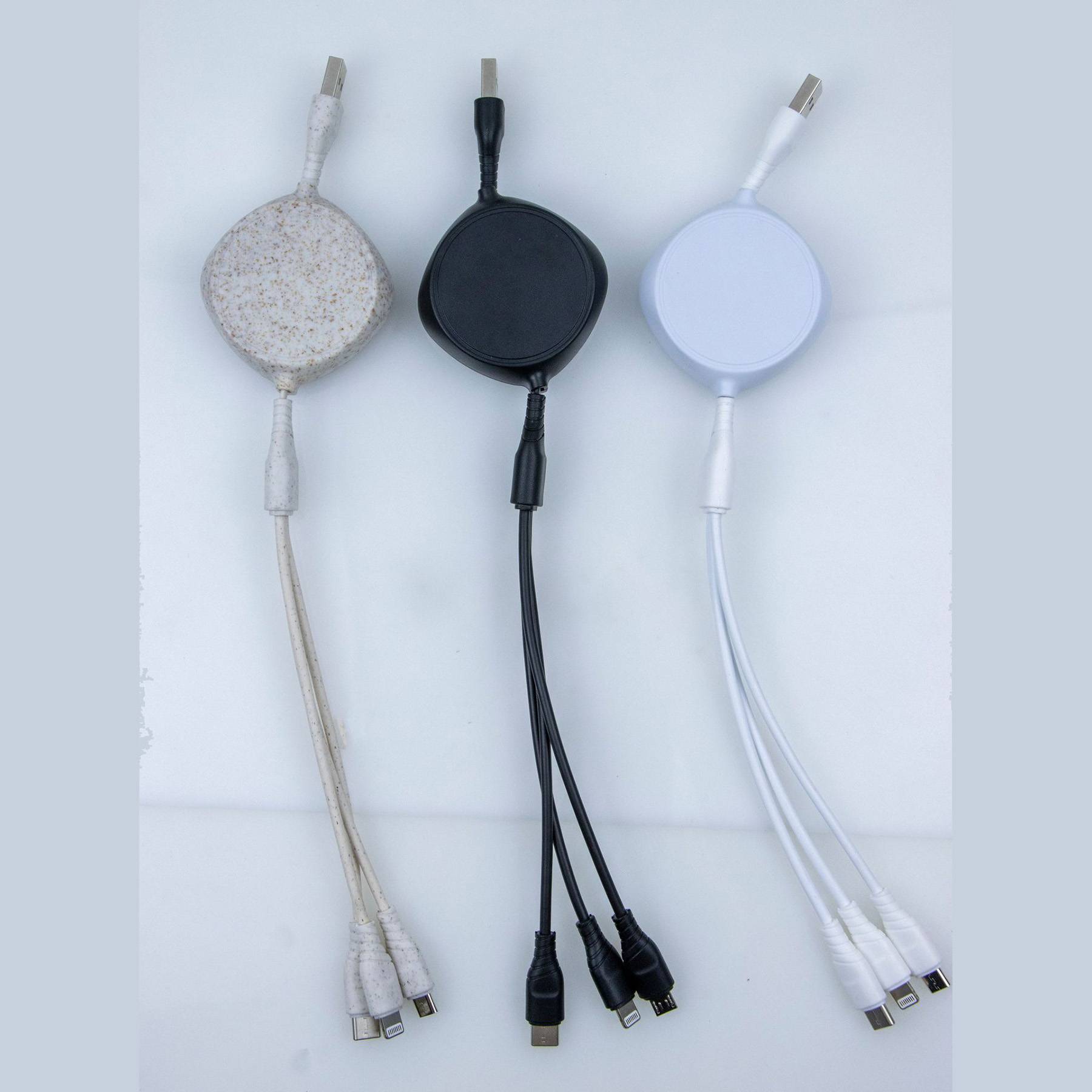 3 in 1 Wheat Straw Telescopic Data Cable 4