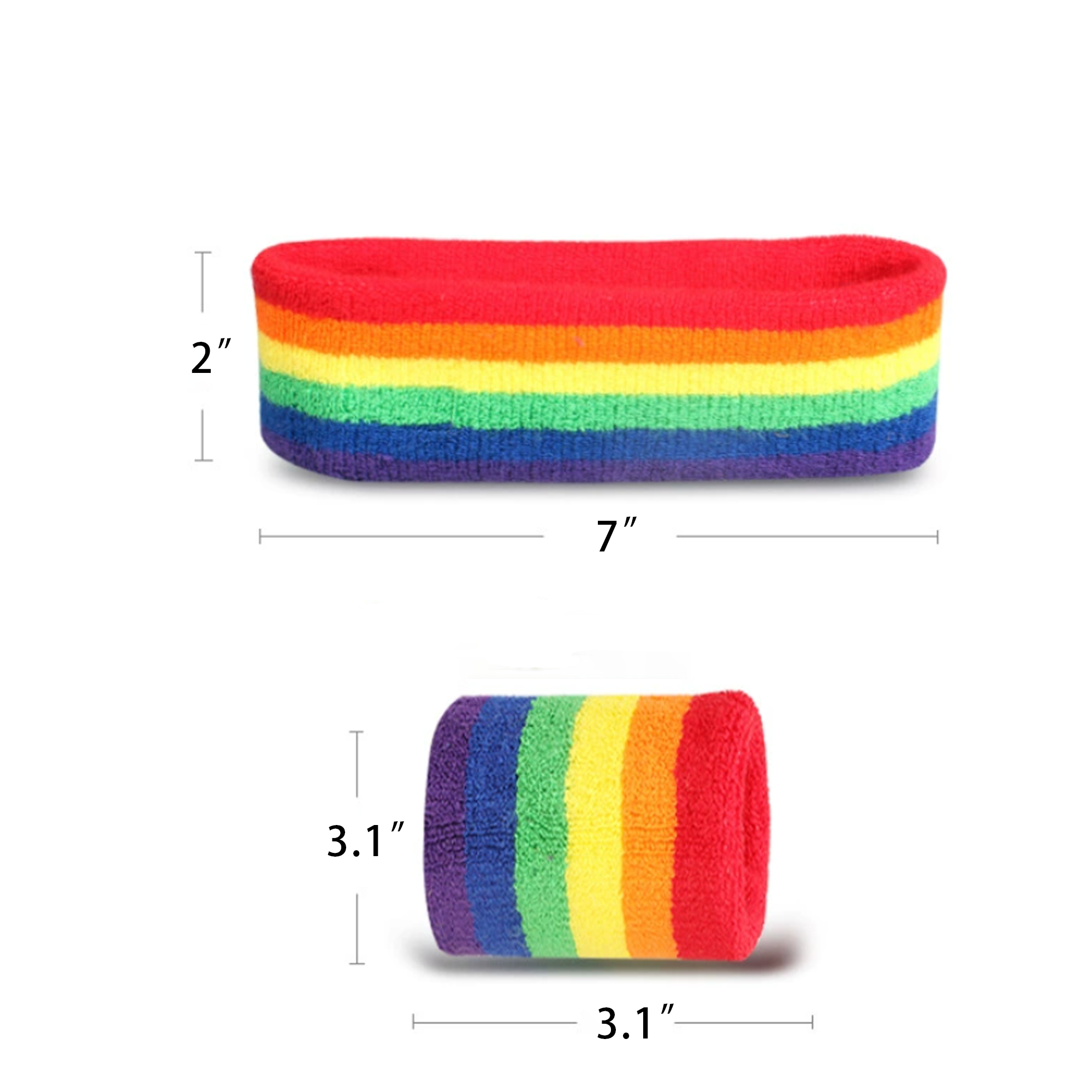 Cotton Rainbow Gay Pride Sweat Headbands and Wristbands 3