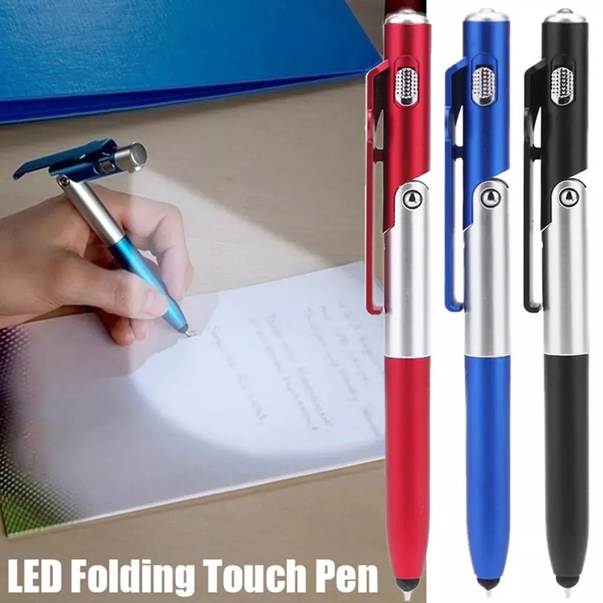 4 In 1 LED Folding Ballpoint Pen Phone Stand Holder 3