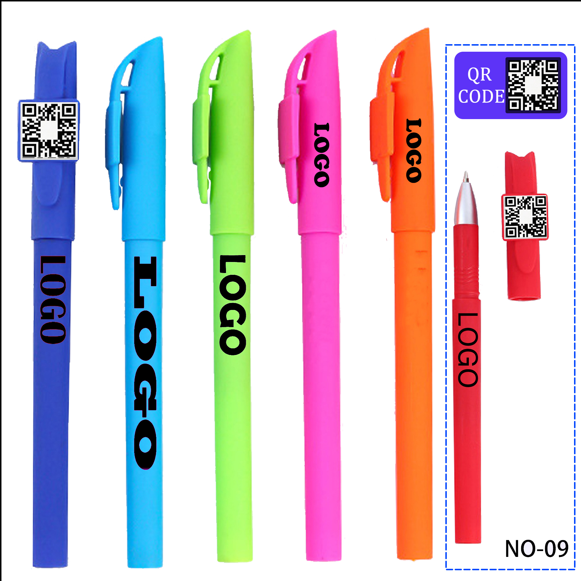 Skin-friendly colored pen barrels that can print QR codes and logos on gel pens 1