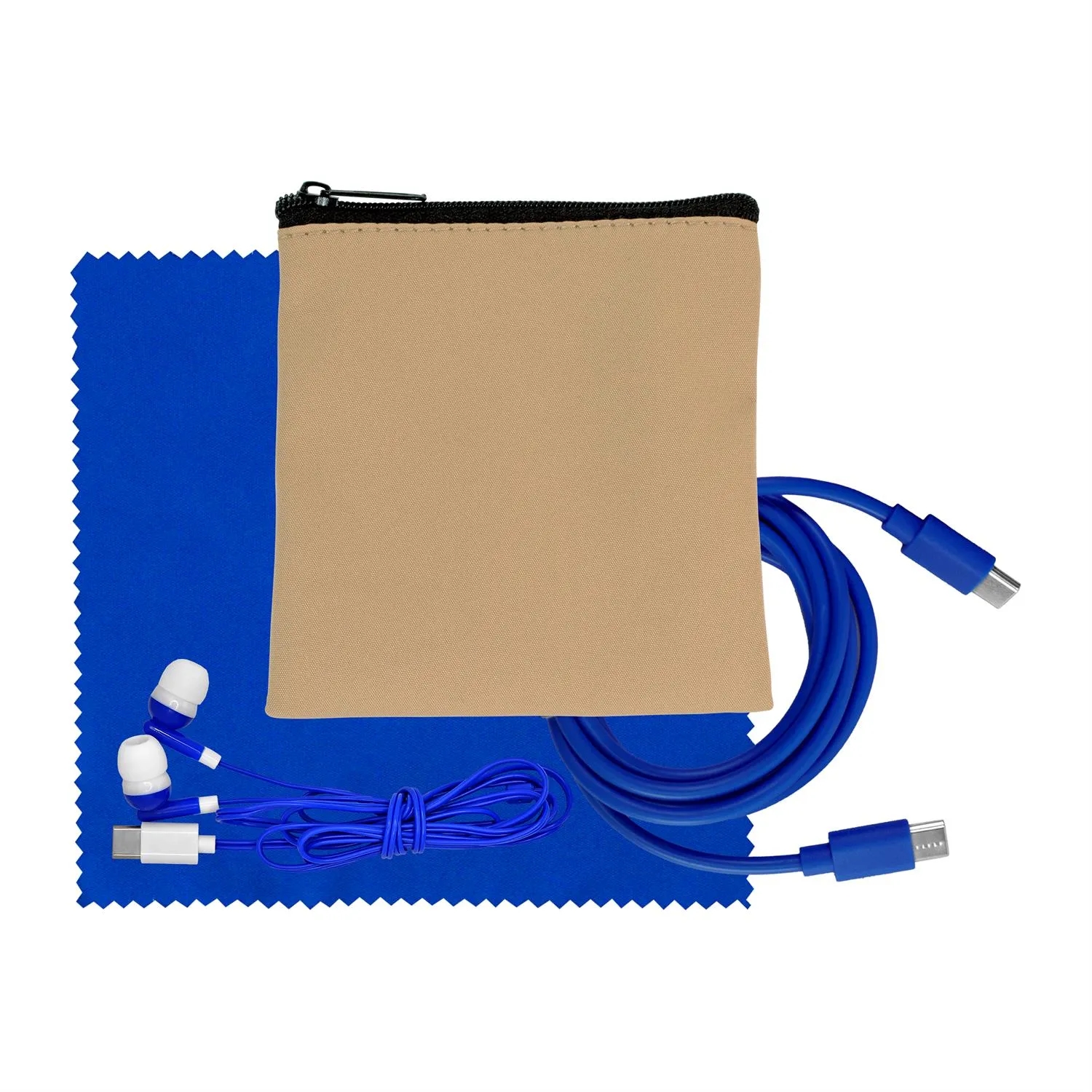 Tan Executive C to C Cable, Cloth & Ear Bud Set 18