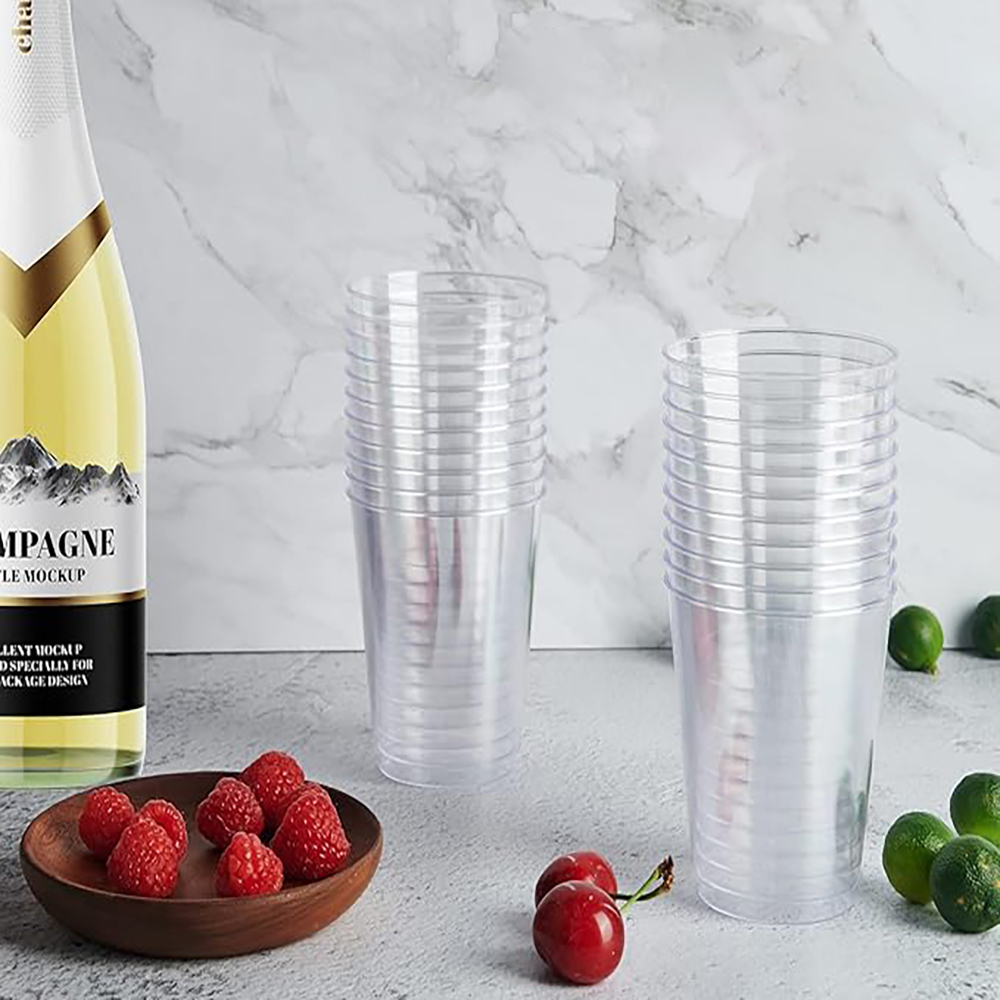 10oz Wedding Party Clear Disposable Hard Plastic Cups 3