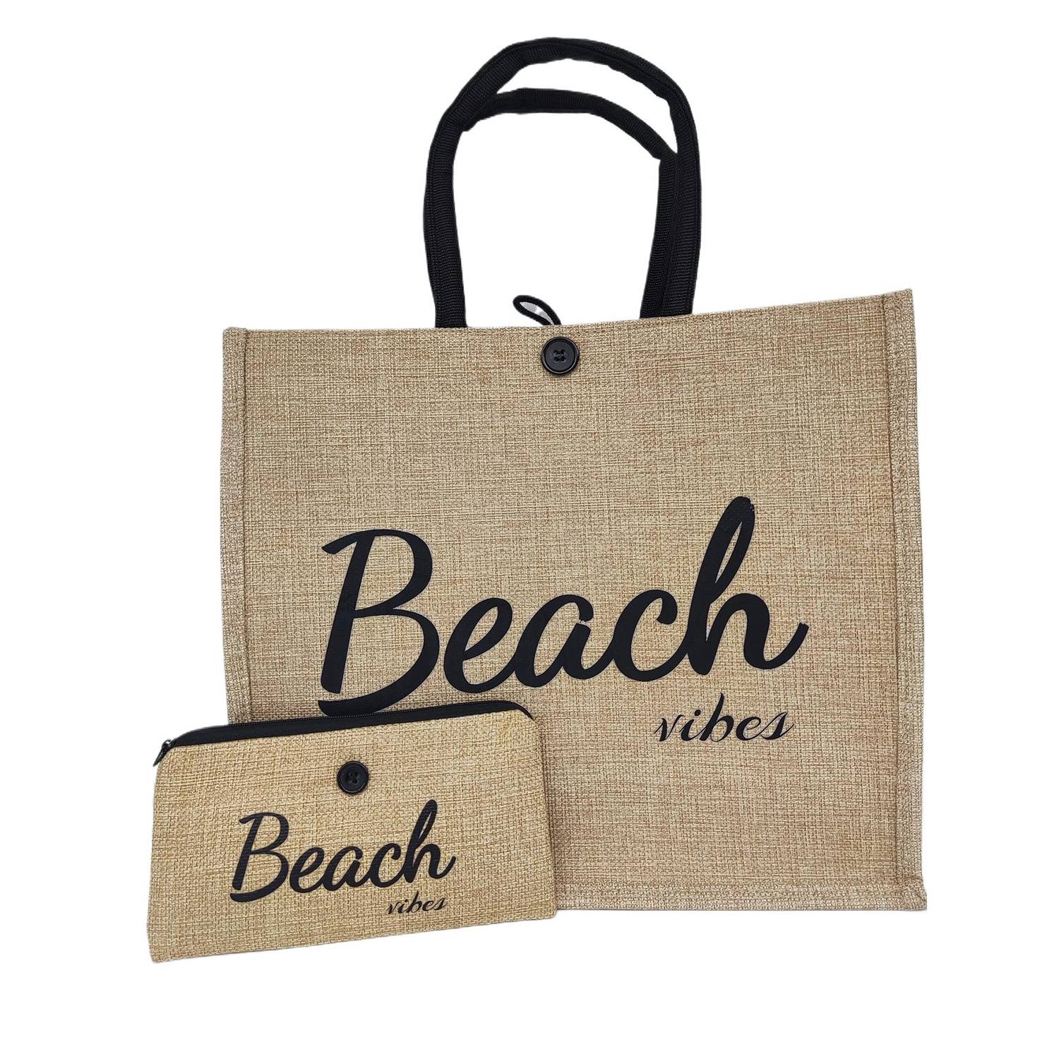 Spacious Linen Cotton Beach Tote Bag w/ Wallet 4