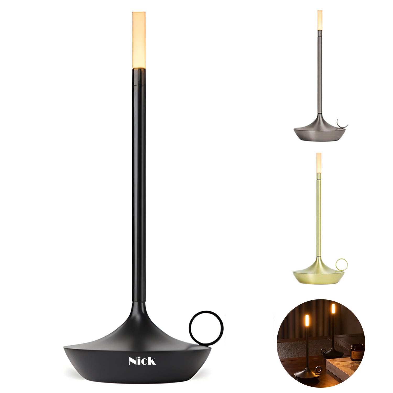 Metal Table Lamp Luxury Minimalist Ambiance Rechargeable 1