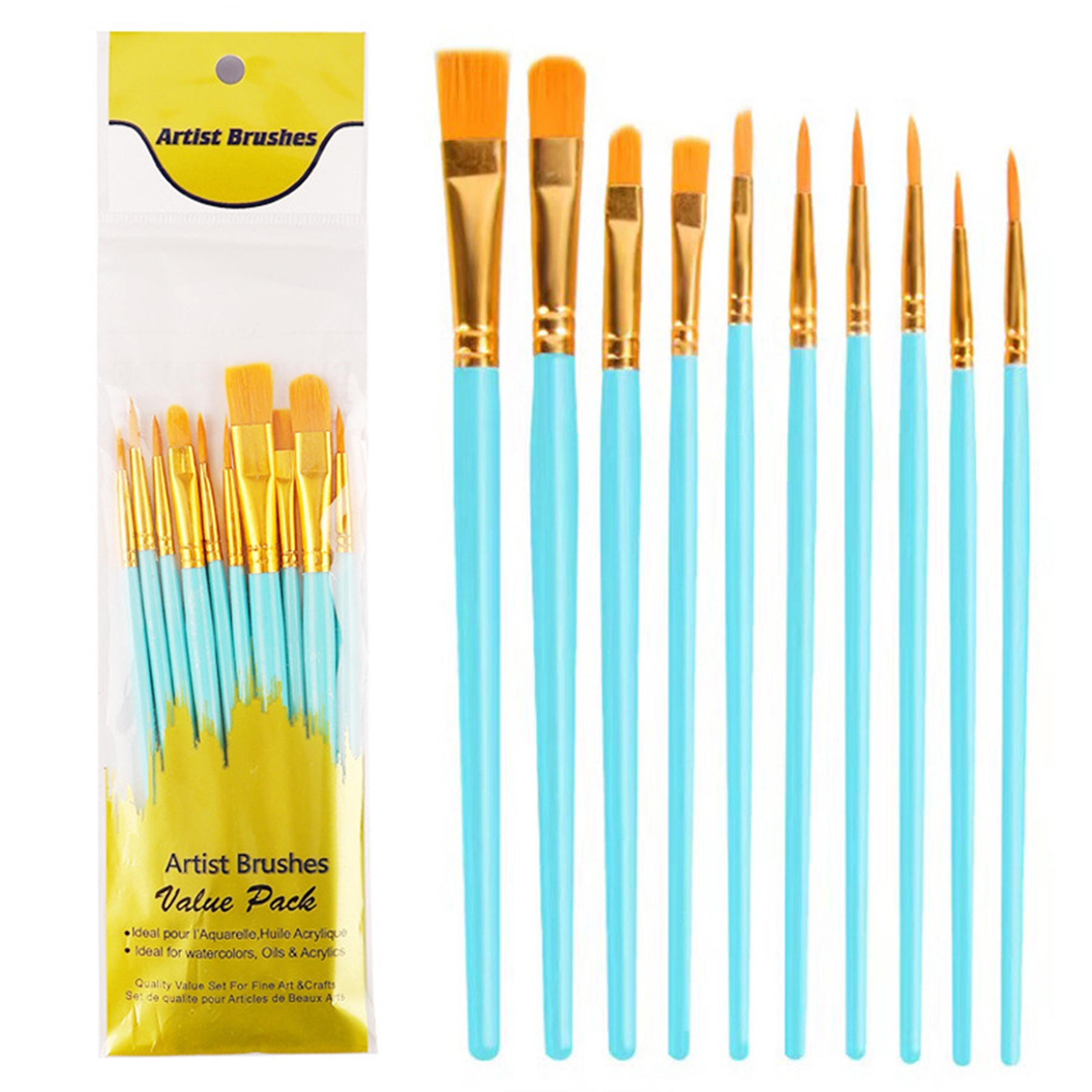 Plastic Set of 10 plastic pole oil brushes 6