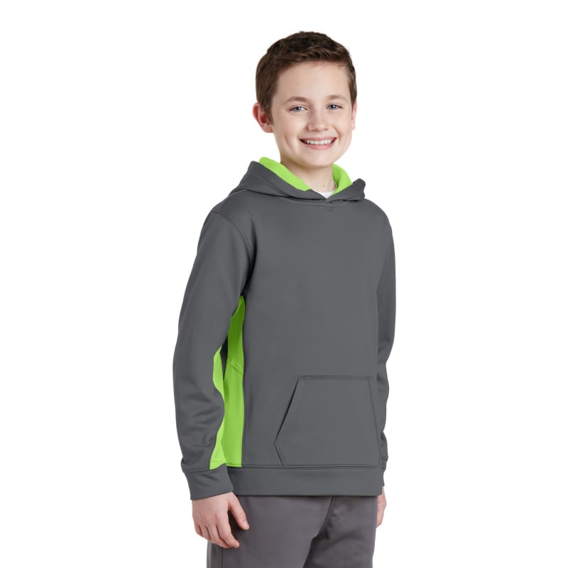 Sport-Tek Youth Sport-Wick Fleece Colorblock Hooded Pullover. 8