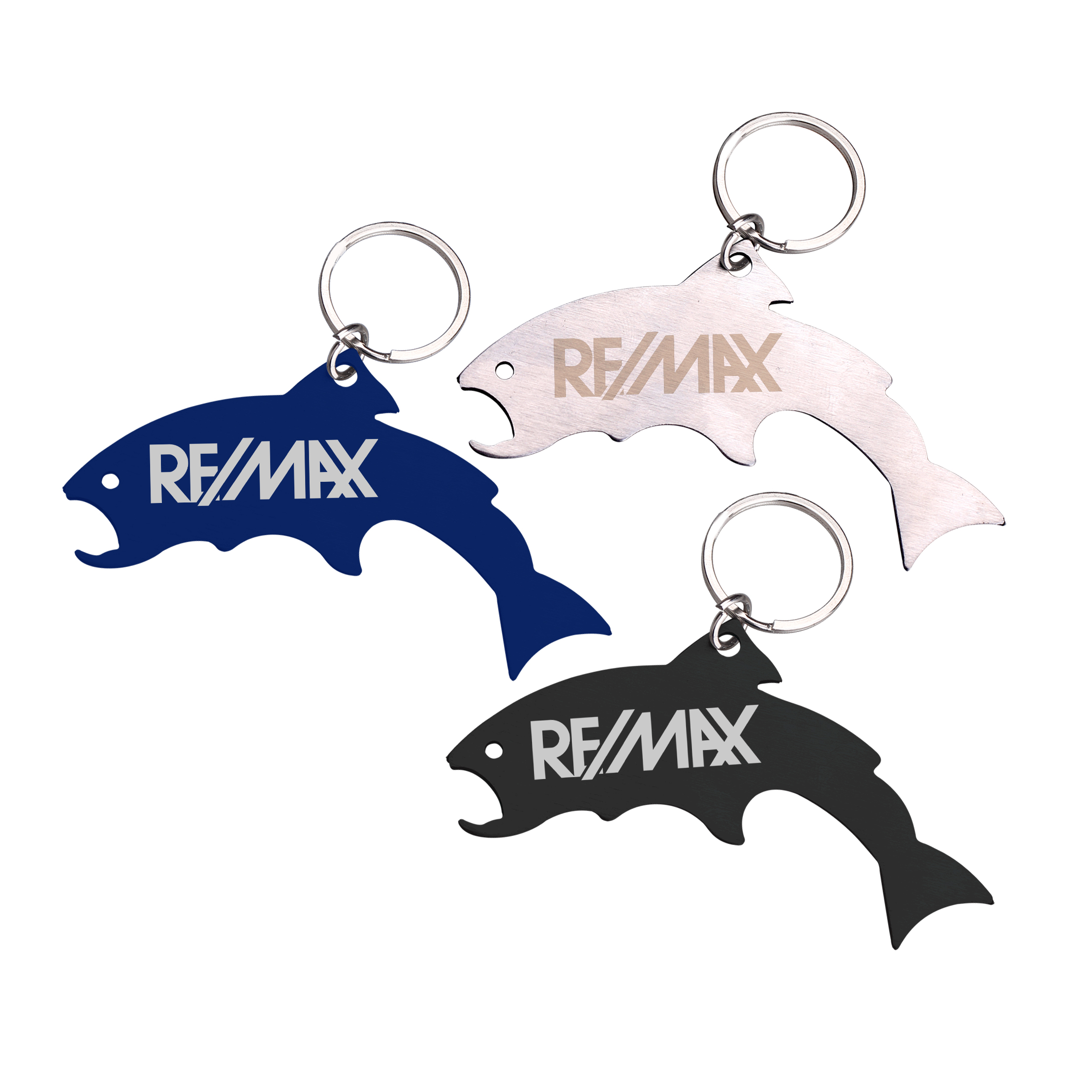 Trout Shaped Stainless Steel Bottle Opener w/ Key Ring