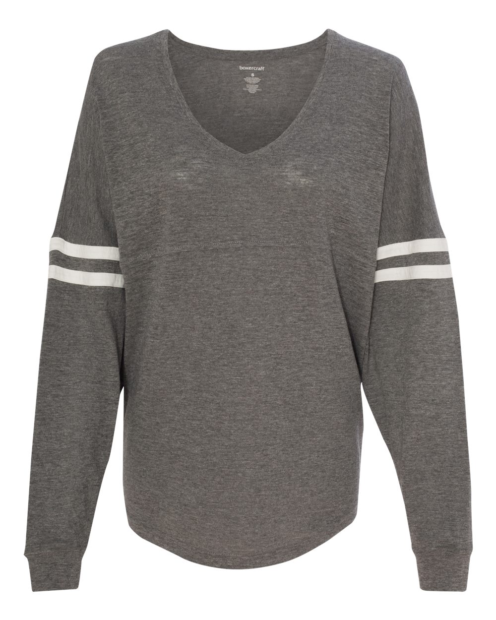 Women's Slub Jersey Varsitee V-Neck Long Sleeve T-Shirt - T17 10