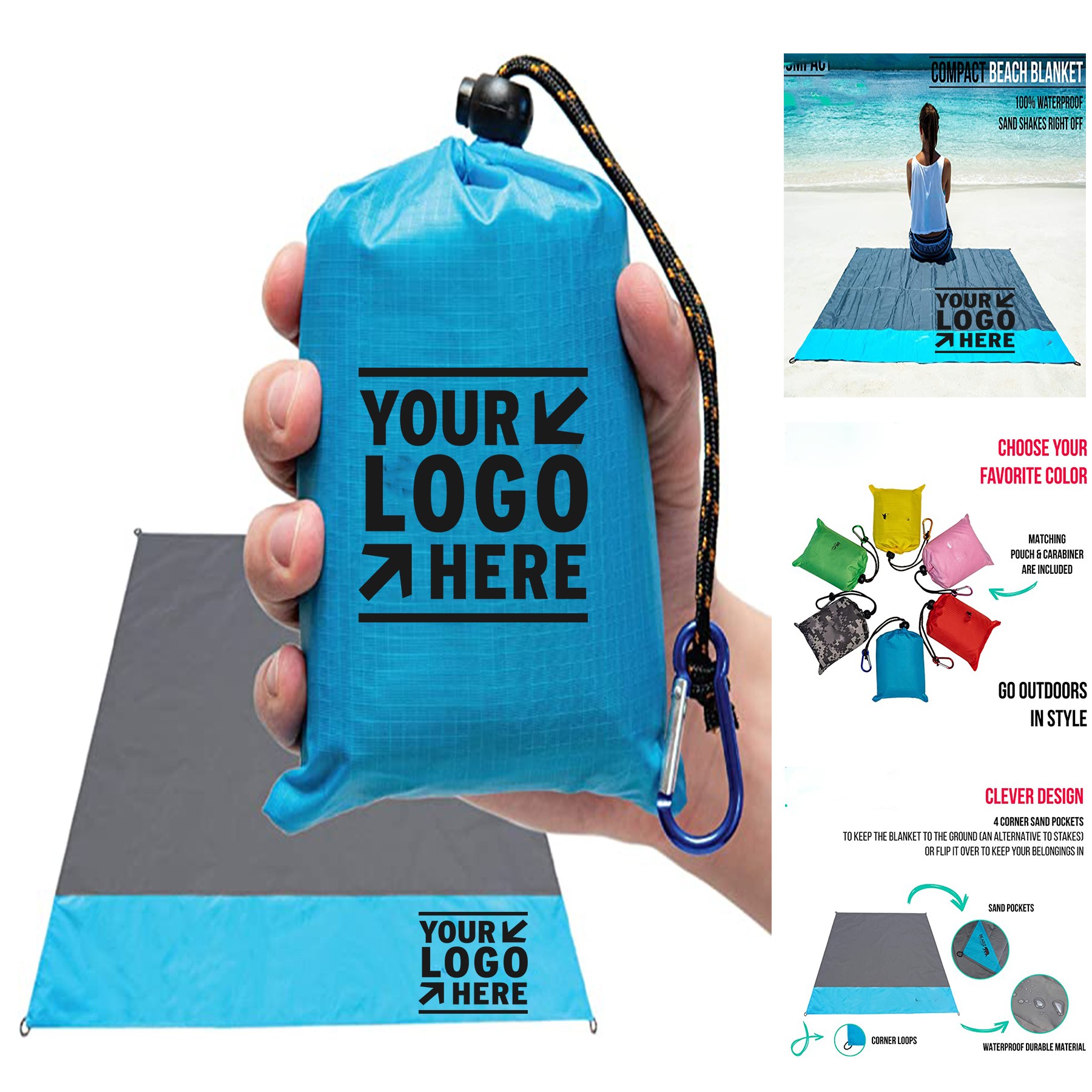 69 x 53 Inches Compact Outdoor Waterproof Insulated Blanket for Airplane 1