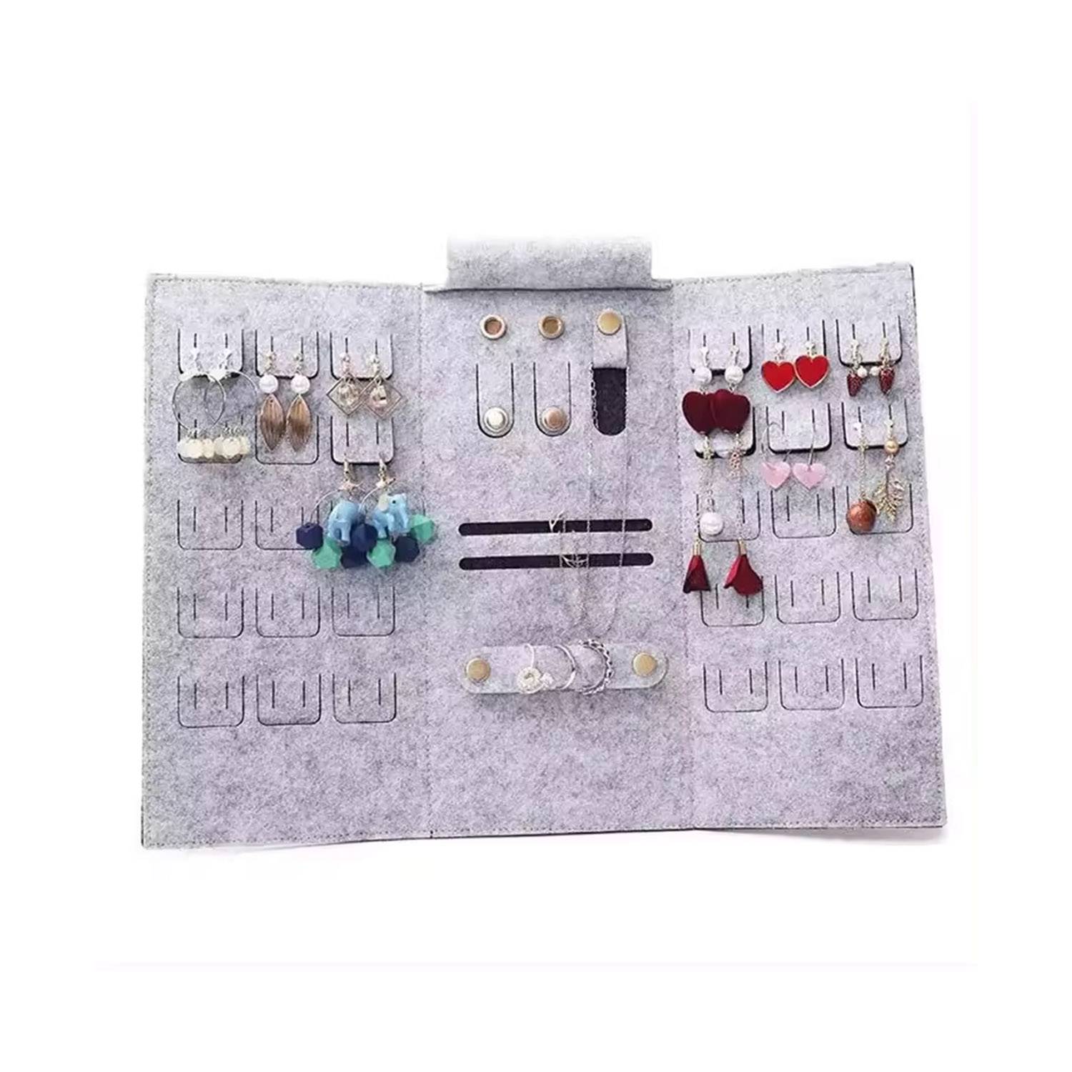 Portable Roll-up Felt Jewelry Roll Storage Bag 7