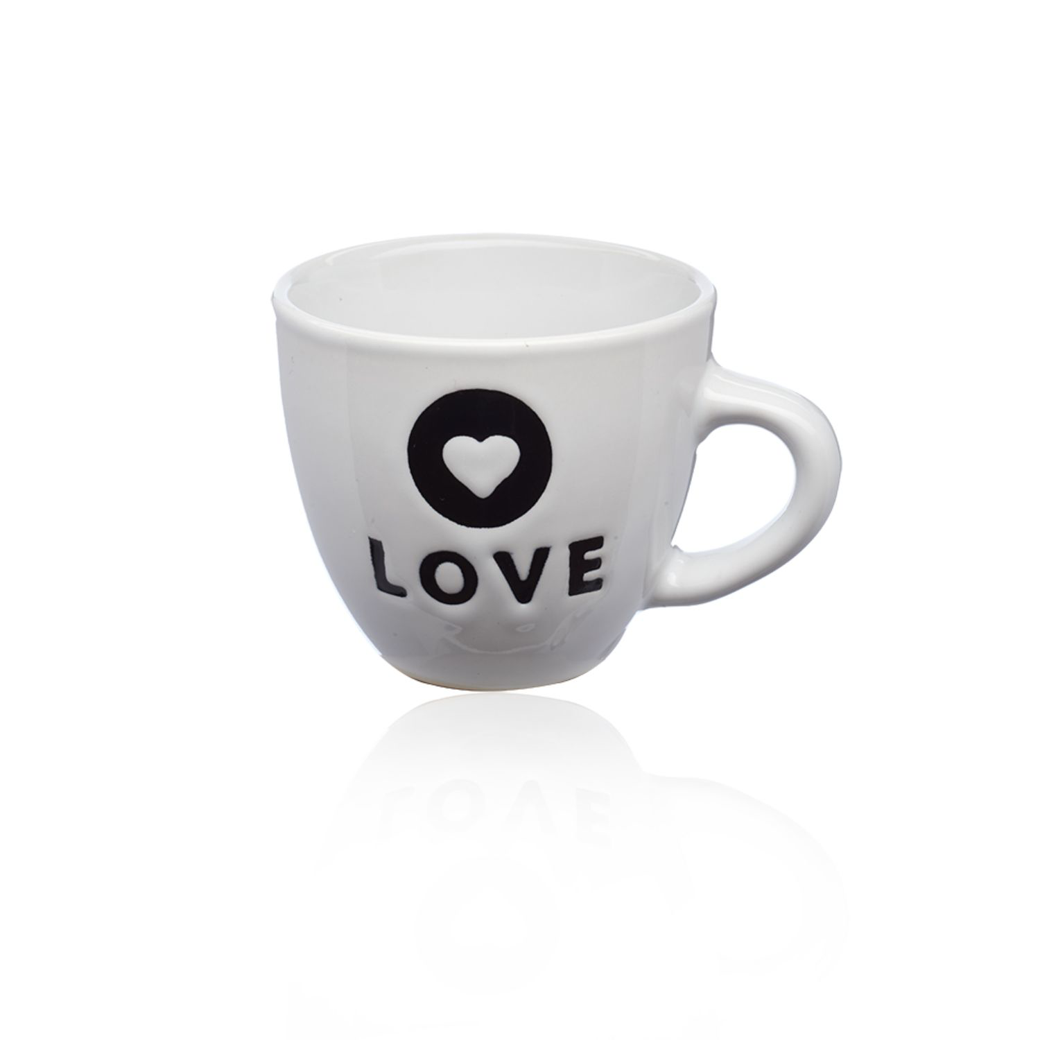 2 oz. Embossed LOVE Design ceramic Coffee Mugs 3