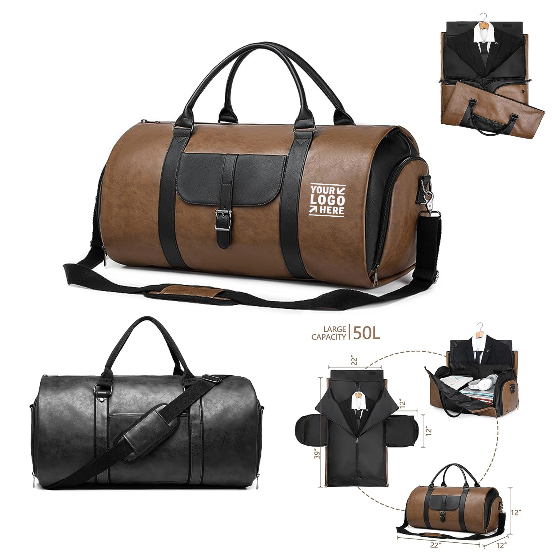 Waterproof Carry on Garment Travel Leather Garment Duffle Convertible Mens Suit Travel Bag 2