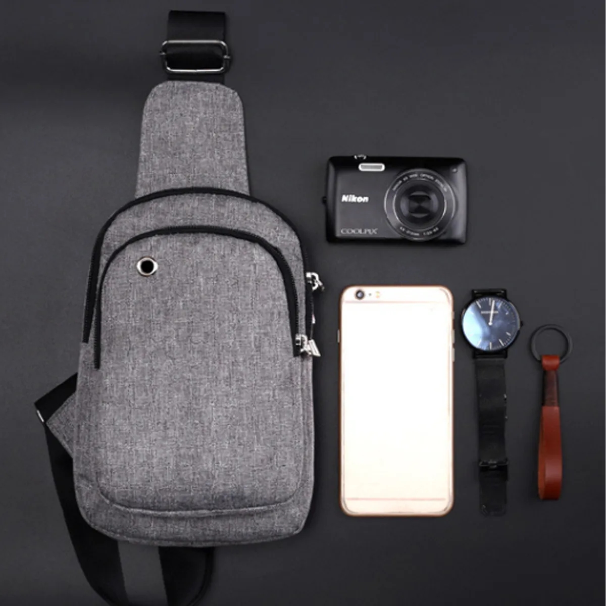 Compact USB Charging Sling Shoulder Bag Crossbody Bag for Women Men Trendy Sling Bag Bakpack 3